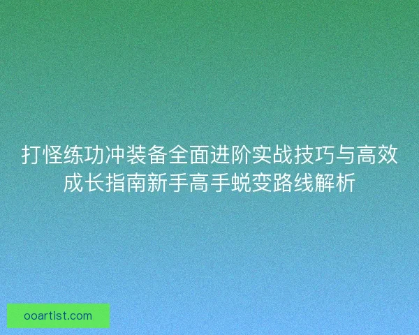 打怪练功冲装备全面进阶实战技巧与高效成长指南新手高手蜕变路线解析
