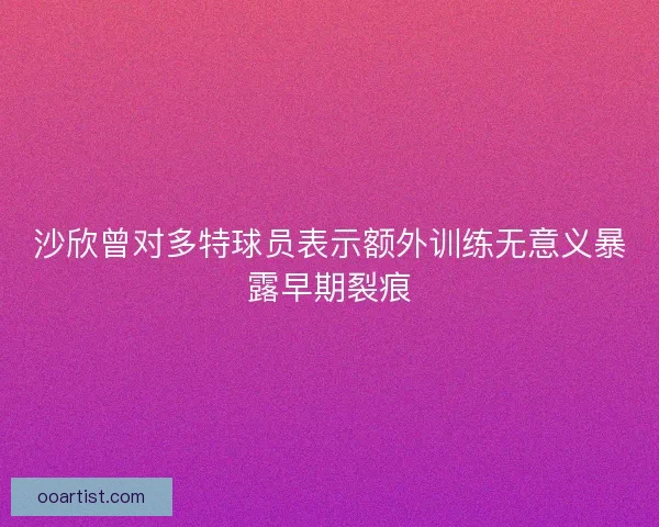 沙欣曾对多特球员表示额外训练无意义暴露早期裂痕
